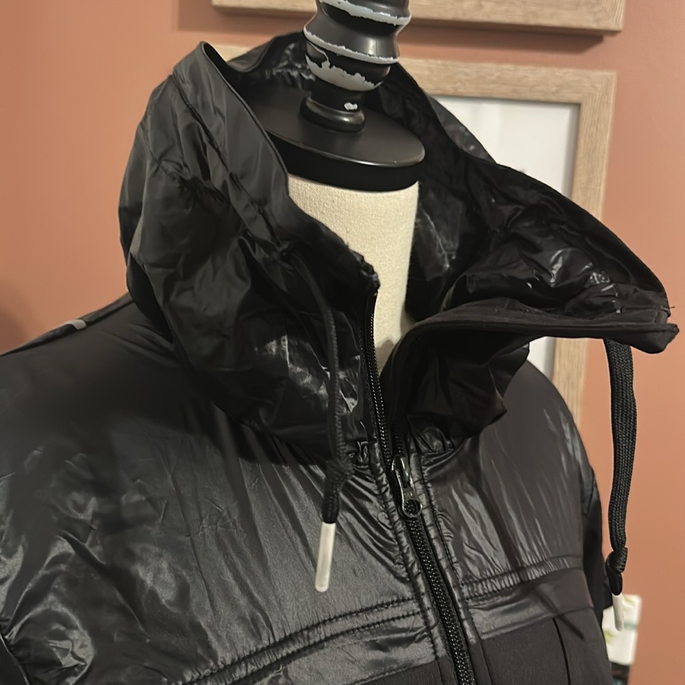Adidas Stella McCartney women’s black high collar pockets fitted whistle S coat - Picture 5 of 16